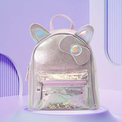 Sequin Ears Bow Backpack For Boys Girls Waterproof Lightweight Small Bag