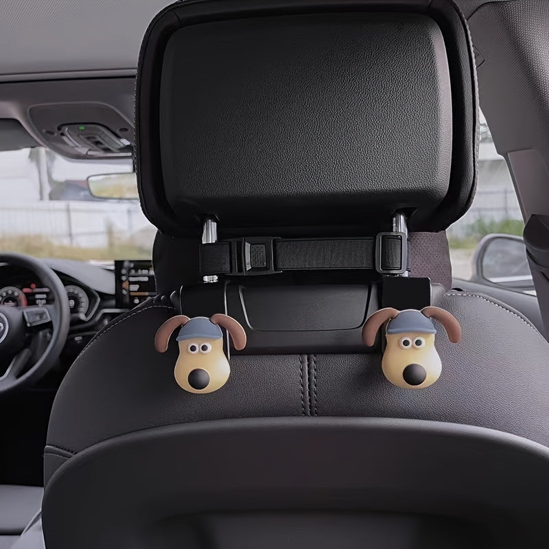 4pcs 3D Cartoon Puppy Car Hook Storage Hanger For Car Seat Back