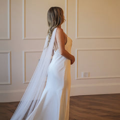 Bridal Sheer Tulle Cathedral Train Veil with Accents