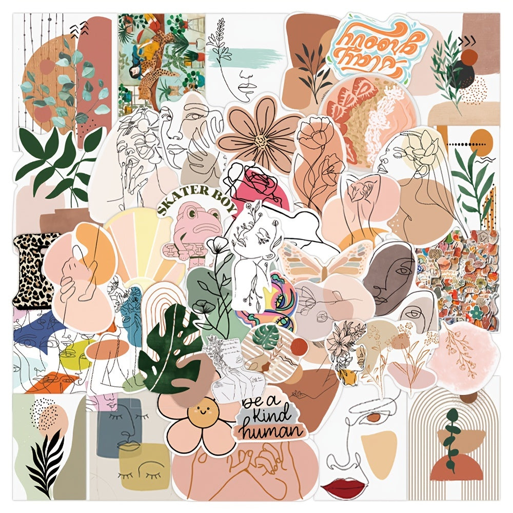 50pcs Vintage Art Painting Doodle Stickers Cartoon Decals