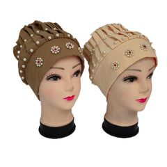 Faux Pearl Beanie Beaded Pumpkin Hat Soft Crochet Knit Beanie Hat