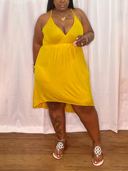 Women's Sexy V Neck Spaghetti Strap Dress