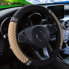 Pink Inlaid Diamond Steering Wheel Cover for Women