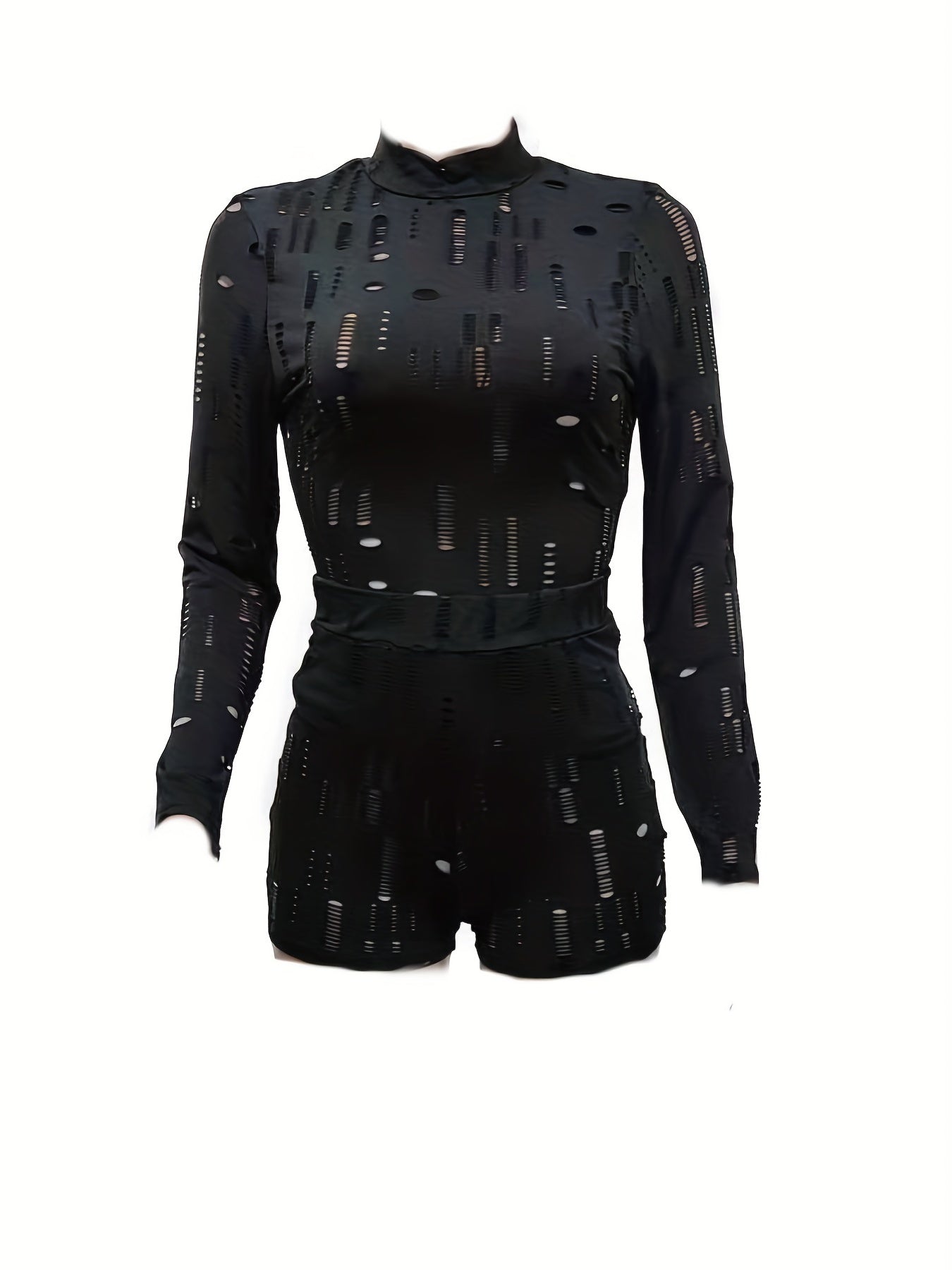 Long Sleeve High Neck T Shirt & Shorts Set