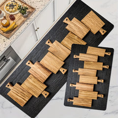 Wood Plank Pattern Rug Kitchen Print Floor Mat Washable Rectangular Carpet