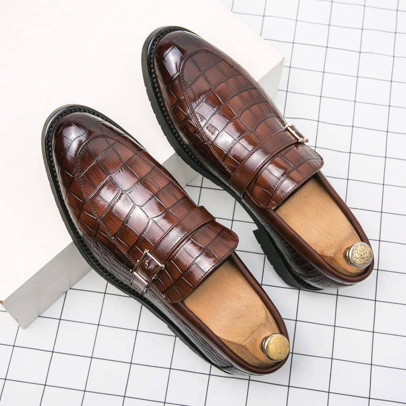 Men's Crocodile Print Pointed Toe Slip On Loafer Shoes