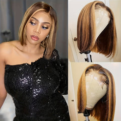 Highlight Ombre 4x4 Lace Closure Human Hair Bob Wig