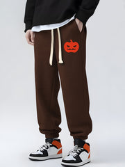 Pumpkin Print Drawstring Sweatpants for Men