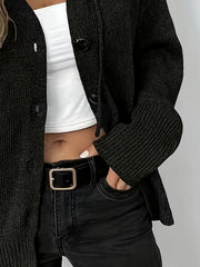  Solid Button Up Hoodie Drawstring Long Sleeve Jumper