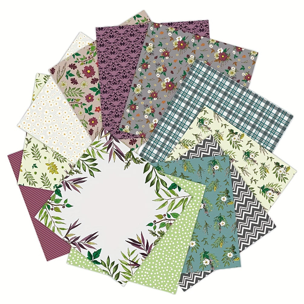 12pcs Floral Geometric Scrapbooking Paper DIY Background Craft M