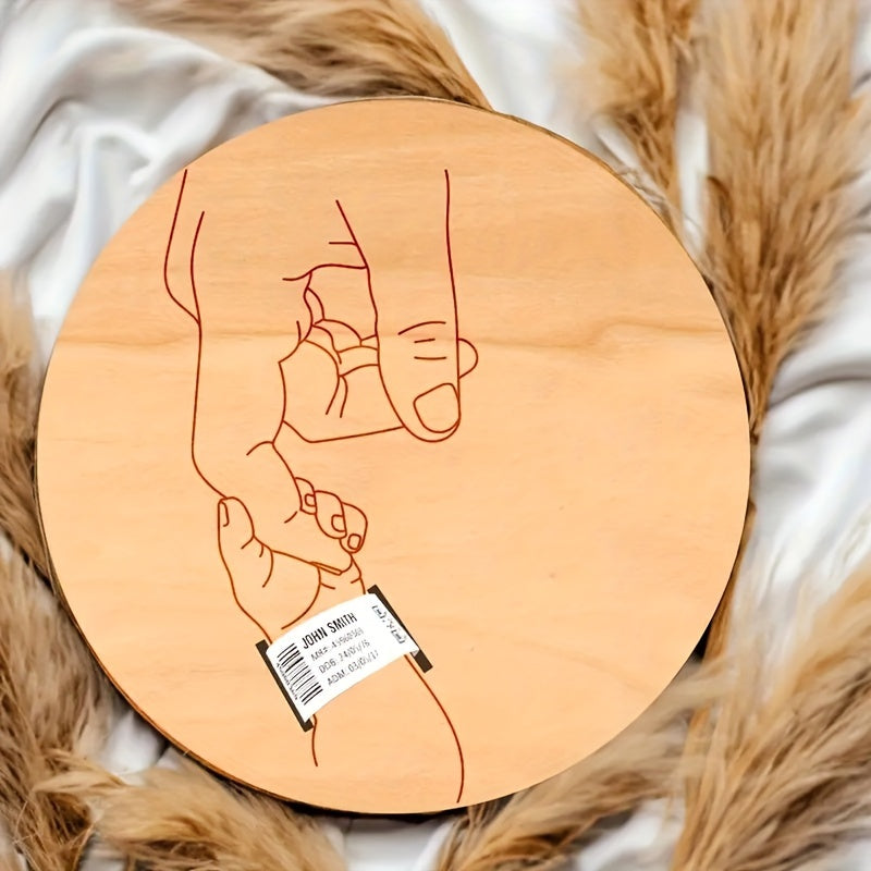 Wooden Laser Engraved Birth Bracelet Holder Keepsake Gift