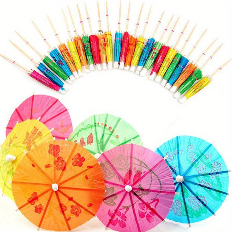 50 Coconut Tree Umbrella Picks for Pool Party Decorations and Summer Supplies