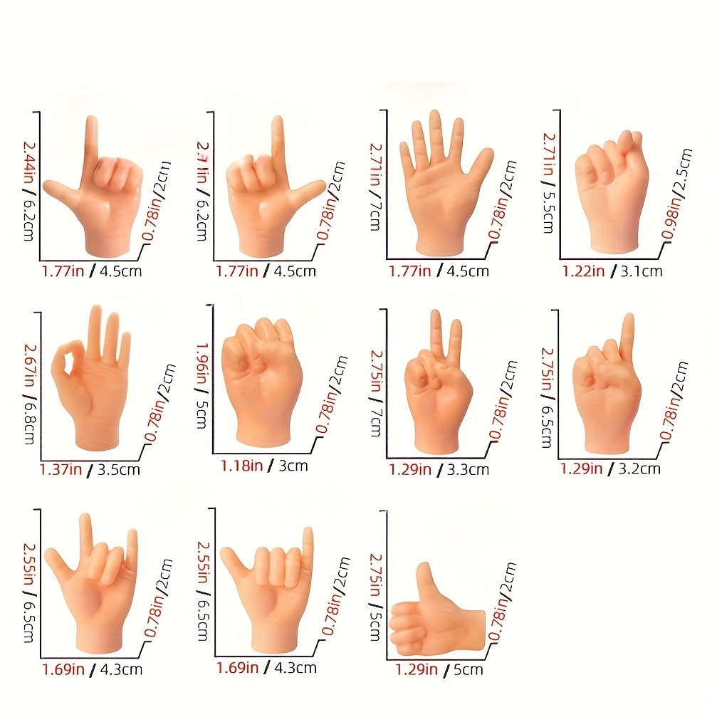 12pcs Mini Finger Hands Beige Puppet Flexible Tips for Crafts Pranks Cosplay