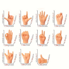 12pcs Mini Finger Hands Beige Puppet Flexible Tips for Crafts Pranks Cosplay
