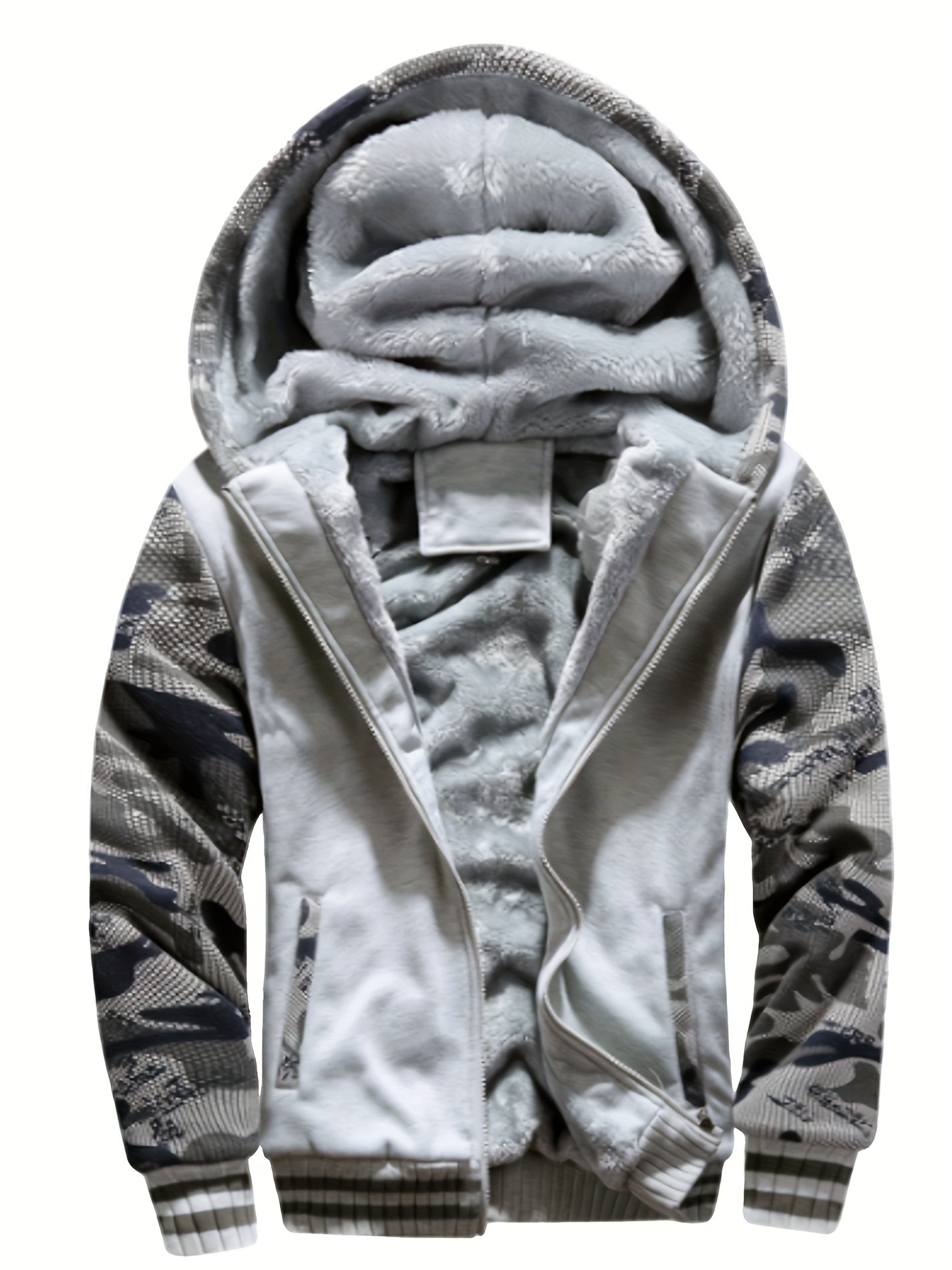 Men's Plush Fleece Hooded Jacket