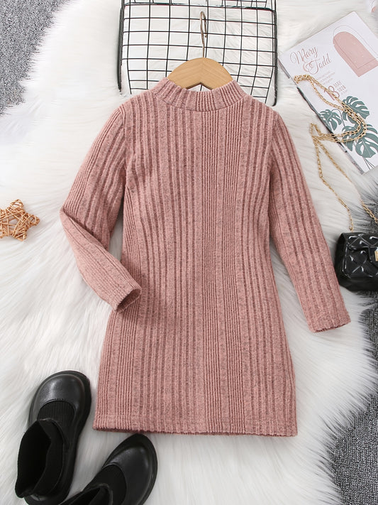 Girls Knitted Thermal Crew Neck Sweater Dress
