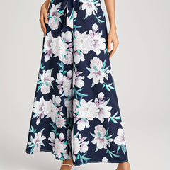  Floral Print High Rise Wide Leg Trousers