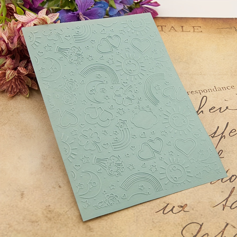 Rainbow Heart Star Sun Plastic Embossing Folders for Scrapbooking