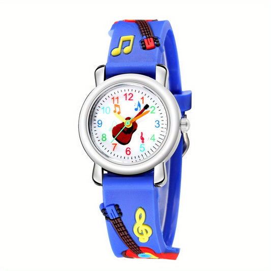3D Embossed Guitar Pattern Plastic Band Children's Watch