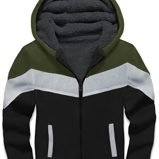 Kid's Block Stitching Fleece Jacket Zip Up Hoodie Coat