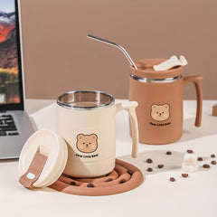 17oz Stainless Steel Travel Coffee Mug with Straw and Lid