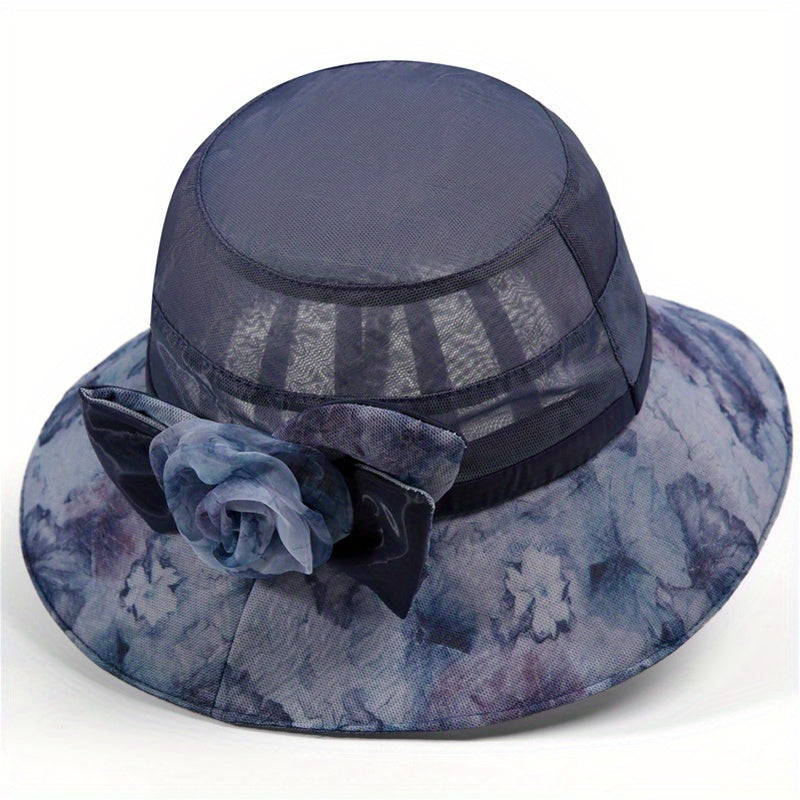 Vintage Flower Bucket Hat Sun Hat Lightweight Breathable Sunscreen Mesh Sun Hats