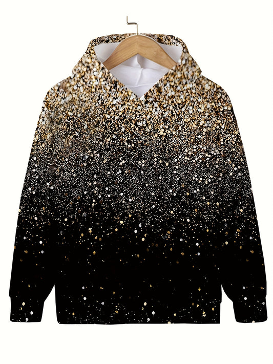 Gradient Sequin Effect Long Sleeve Hooded Pullover Girls Boys Hoodies