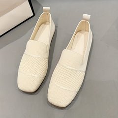 Women's Square Toe Loafers Breathable Flat Shoes Soft Sole Summer Walking Shoes