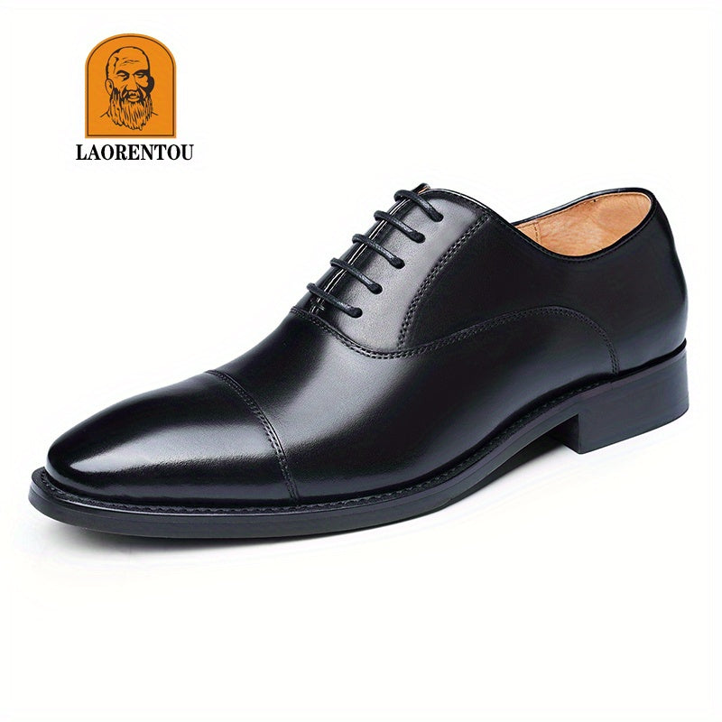 LAORENTOU Men's Leather Pointed Toe Lace Up Dress Shoes