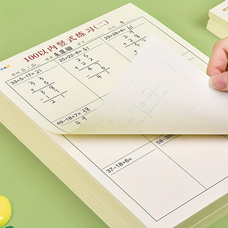 2pcs Vertical Math Practice Number Operations Workbook
