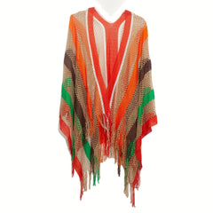 Rainbow Striped Bikini Cover Up Sunscreen Cardigan LGBT Pride Wrap Shawls