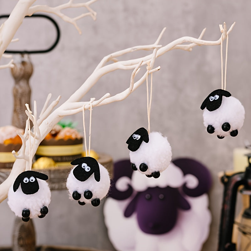 6pcs Lamb Decoration Pendant, 2 Large & 4 Small, Sheep Hanging Ornaments