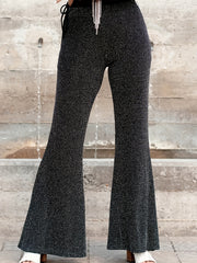  Solid High Rise Flared Leg Trousers