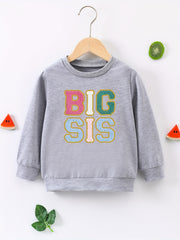 Big Sis Graphic Girls Sweatshirt Comfort Fit Kids Tops Pullover
