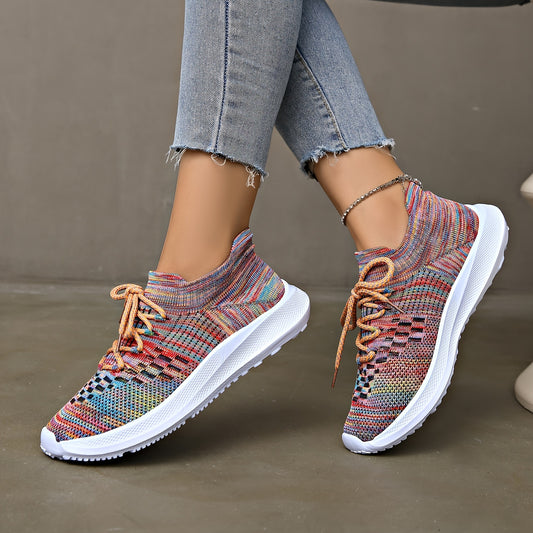 Colorful Mesh Breathable Woven Shoes Lightweight Running Shoes