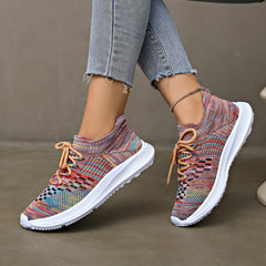 Colorful Mesh Breathable Woven Shoes Lightweight Running Shoes