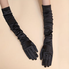 Satin Long Gloves Solid Dress Prom Wedding Bridal Accessories