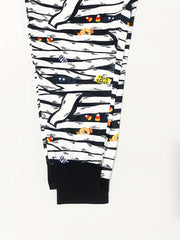  Halloween Gothic Pajama Set Women's Plus Stripe & Pumpkin Print