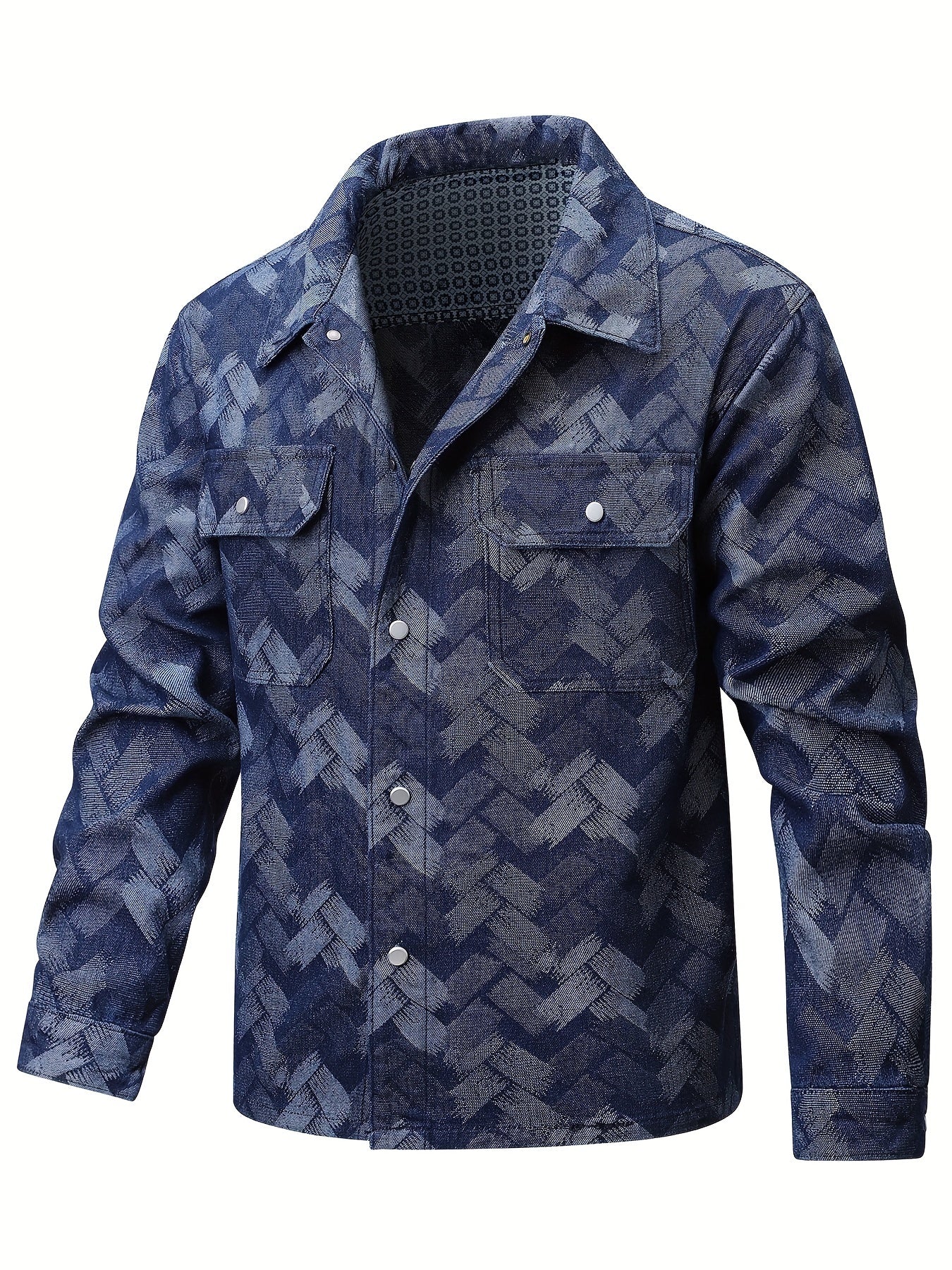 Men's Geometry Pattern Turn-down Collar Jacket