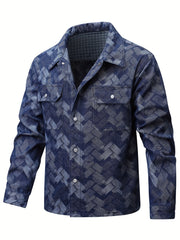 Men's Geometry Pattern Turn-down Collar Jacket