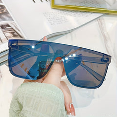 Square One piece Sunglasses Rivet Decor Anti Glare UV400