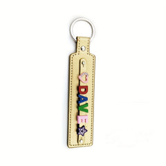 Personalized Champagne Pet Memorial Keychain with Colorful Letter String