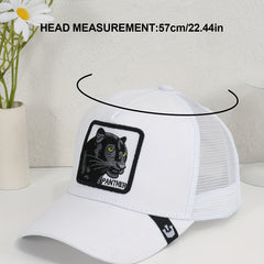 Lion Embroidery Patch Trucker Hat Lightweight Breathable Hip Hop Sun Cap