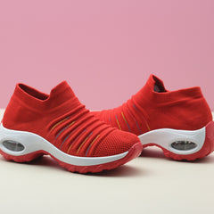Women's Breathable Knit Chunky Sneakers Slip On Outdoor Shoes