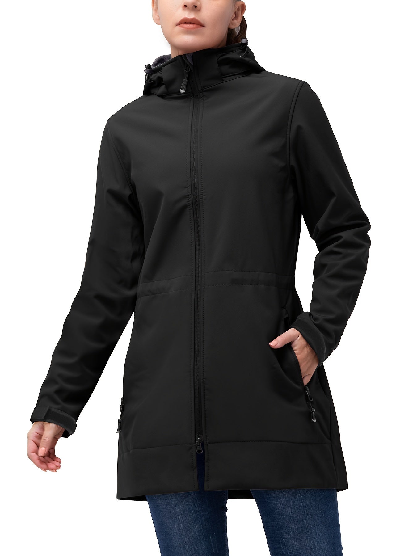 Women's Waterproof Hooded Jacket Fleece Lined Windbreaker