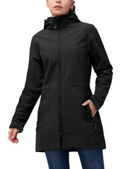 Women's Waterproof Hooded Jacket Fleece Lined Windbreaker