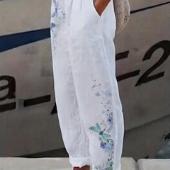 Animal & Floral Print Wide Leg Pants with Pockets