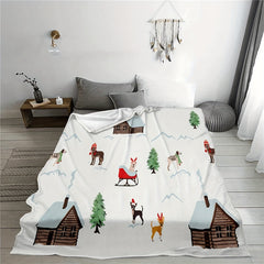 Christmas Snow Pattern Soft Throw Blanket for Sofa and Bed