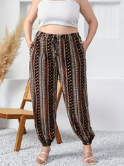  Boho Patchwork Print Drawstring Jogger Trousers