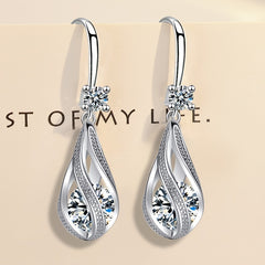 Rotating Teardrop Shape Crystal Earrings for Women Girls